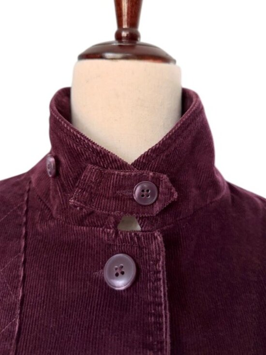 LL Bean Jacket Women Burgundy Button Down Corduroy Blazer Elbow Patch Med NWOT - Picture 8 of 16